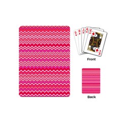 Valentine Pink And Red Wavy Chevron Zigzag Pattern Playing Cards (mini)  by PaperandFrill