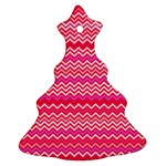 Valentine Pink and Red Wavy Chevron ZigZag Pattern Ornament (Christmas Tree) Front