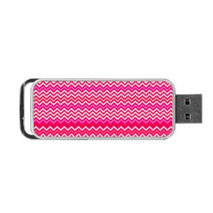 Valentine Pink And Red Wavy Chevron Zigzag Pattern Portable Usb Flash (two Sides) by PaperandFrill