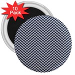 Blue and White Chevron Wavy Zigzag Stripes 3  Magnets (10 pack)  Front