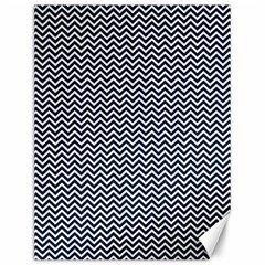 Blue And White Chevron Wavy Zigzag Stripes Canvas 12  X 16   by PaperandFrill