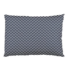 Blue And White Chevron Wavy Zigzag Stripes Pillow Cases by PaperandFrill