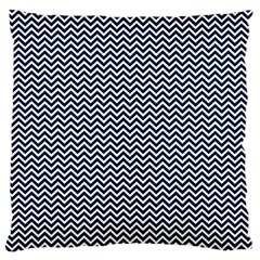 Blue And White Chevron Wavy Zigzag Stripes Large Cushion Cases (one Side)  by PaperandFrill