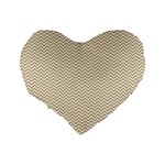 Gold and White Chevron Wavy ZigZag Stripes Standard 16  Premium Flano Heart Shape Cushions Back