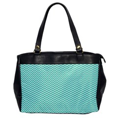 Tiffany Aqua And White Chevron Wavy Zigzag Stripes Office Handbags by PaperandFrill