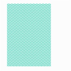 Tiffany Aqua And White Chevron Wavy Zigzag Stripes Large Garden Flag (two Sides) by PaperandFrill