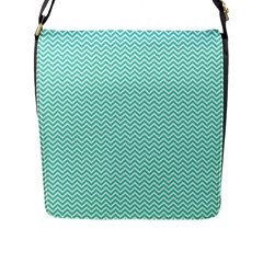 Tiffany Aqua And White Chevron Wavy Zigzag Stripes Flap Messenger Bag (l)  by PaperandFrill