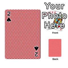 Red And White Chevron Wavy Zigzag Stripes Playing Cards 54 Designs  by PaperandFrill