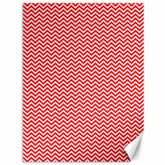 Red And White Chevron Wavy Zigzag Stripes Canvas 36  X 48   by PaperandFrill