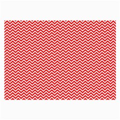Red And White Chevron Wavy Zigzag Stripes Large Glasses Cloth (2-side) by PaperandFrill