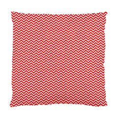 Red And White Chevron Wavy Zigzag Stripes Standard Cushion Cases (two Sides)  by PaperandFrill