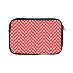 Red And White Chevron Wavy Zigzag Stripes Apple Ipad Mini Zipper Cases by PaperandFrill