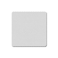 Silver And White Chevrons Wavy Zigzag Stripes Square Magnet by PaperandFrill