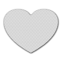 Silver And White Chevrons Wavy Zigzag Stripes Heart Mousepads by PaperandFrill