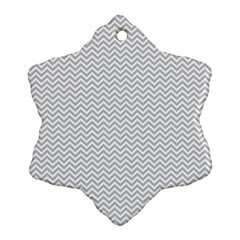 Silver And White Chevrons Wavy Zigzag Stripes Ornament (snowflake)  by PaperandFrill