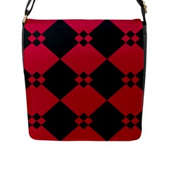 Black Pink Shapes Pattern			flap Closure Messenger Bag (l) by LalyLauraFLM