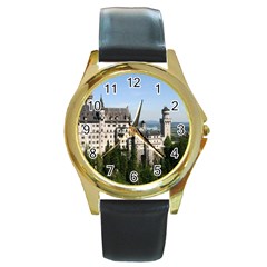 Neuschwanstein Castle 2 Round Gold Metal Watches by trendistuff