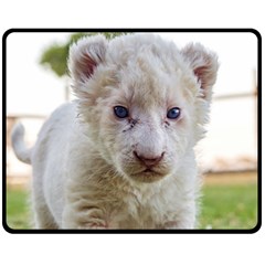 White Lion Cub Fleece Blanket (medium)  by trendistuff