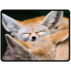 Baby Fox Sleeping Double Sided Fleece Blanket (large)  by trendistuff