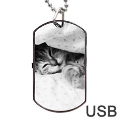 Sleepy Kitty Dog Tag Usb Flash (two Sides)  by trendistuff