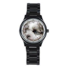 Sad Puppy Stainless Steel Round Watches