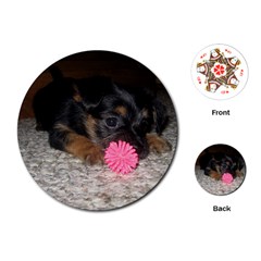 Puppy With A Chew Toy Playing Cards (round)  by trendistuff