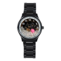 Puppy With A Chew Toy Stainless Steel Round Watches by trendistuff