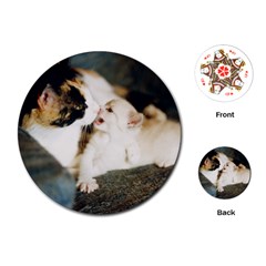 Calico Cat And White Kitty Playing Cards (round)  by trendistuff