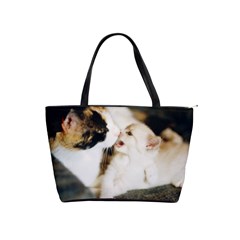 Calico Cat And White Kitty Shoulder Handbags by trendistuff