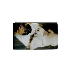 Calico Cat And White Kitty Cosmetic Bag (small)  by trendistuff