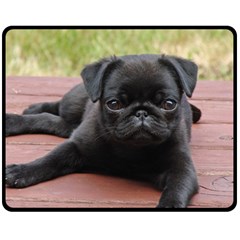 Alert Pug Puppy Fleece Blanket (medium)  by trendistuff