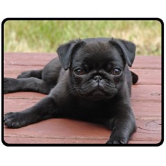 Alert Pug Puppy Double Sided Fleece Blanket (medium)  by trendistuff