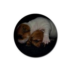 Adorable Baby Puppies Rubber Coaster (round)  by trendistuff