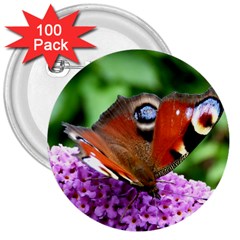 Peacock Butterfly 3  Buttons (100 Pack)  by trendistuff