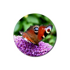 Peacock Butterfly Rubber Coaster (round)  by trendistuff