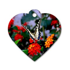 Butterfly Flowers 1 Dog Tag Heart (one Side) by trendistuff