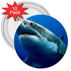 Great White Shark 3 3  Buttons (10 Pack)  by trendistuff