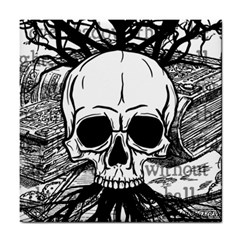 Skull & Books Tile Coasters by waywardmuse