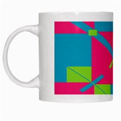 Rectangles And Diagonal Stripes White Mug by LalyLauraFLM