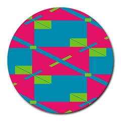 Rectangles And Diagonal Stripes			round Mousepad by LalyLauraFLM