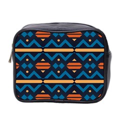 Rhombus  Circles And Waves Pattern Mini Toiletries Bag (two Sides) by LalyLauraFLM