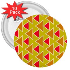 Red Brown Triangles Pattern			3  Button (10 Pack) by LalyLauraFLM