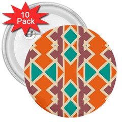 Rhombus Triangles And Other Shapes			3  Button (10 Pack) by LalyLauraFLM