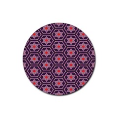 Flowers And Honeycomb Pattern 			rubber Round Coaster (4 Pack) by LalyLauraFLM