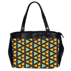 Green Triangles And Other Shapes Pattern Oversize Office Handbag (2 Sides) by LalyLauraFLM