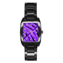 Purple Fern Stainless Steel Barrel Watch