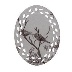 Couple Of Parrots In The Top Of A Tree Oval Filigree Ornament (2-side)  by dflcprints