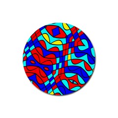 Colorful Bent Shapes 			rubber Coaster (round) by LalyLauraFLM
