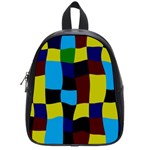 Distorted squares in retro colors 			School Bag (Small) Front