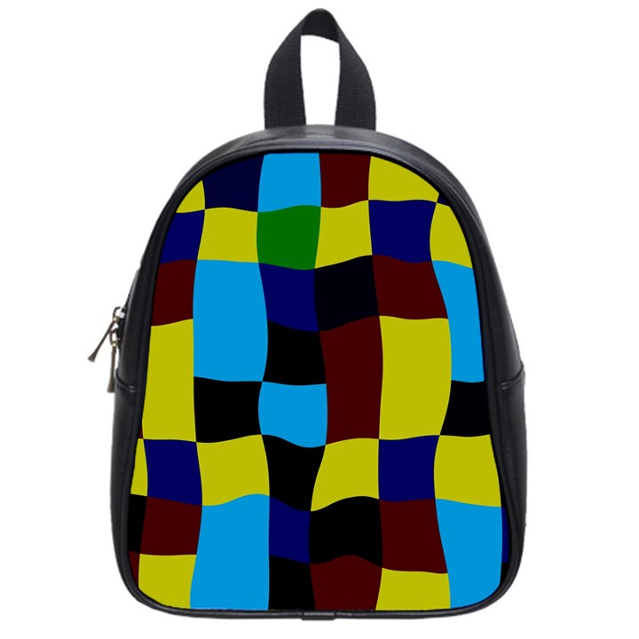 Distorted squares in retro colors 			School Bag (Small)